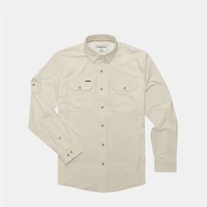 Men’s large poncho outdoors long sleeve beige pearl snap shirt